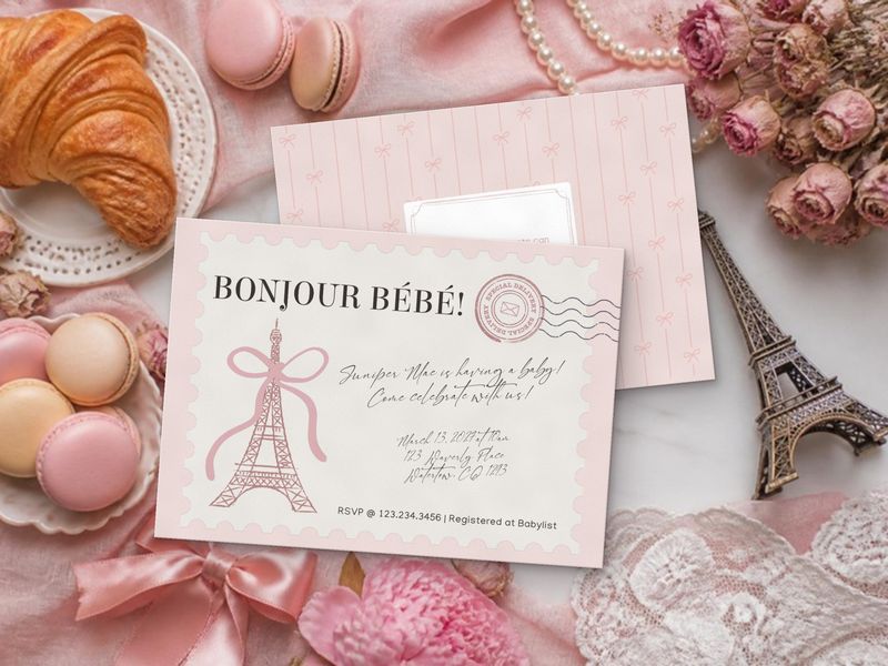 Bonjour Bébé baby shower invitation