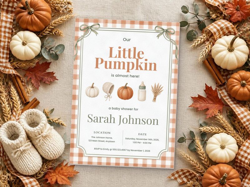 Little Pumpkin fall baby shower invitation