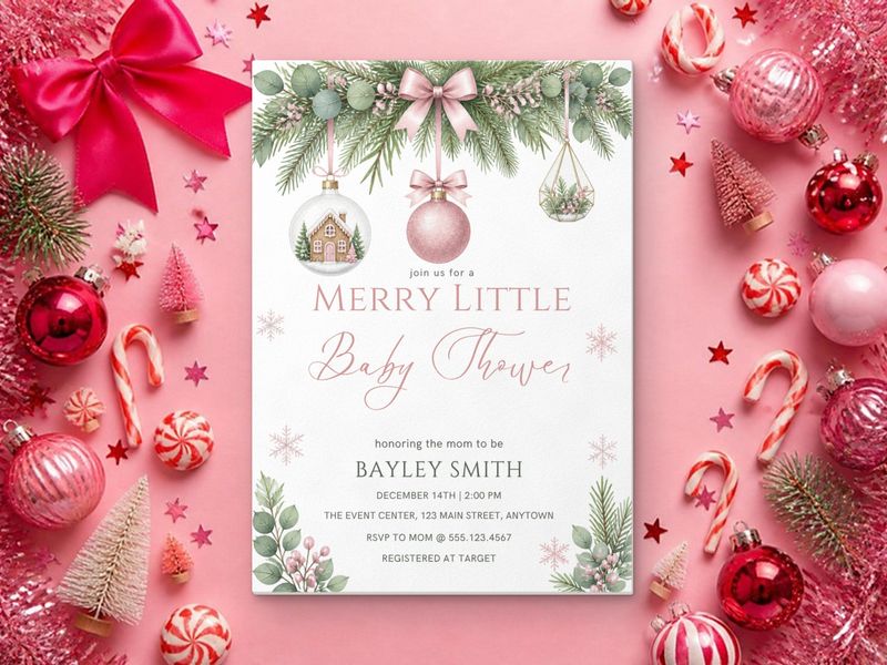 Merry Little Baby Shower christmas baby shower invitation