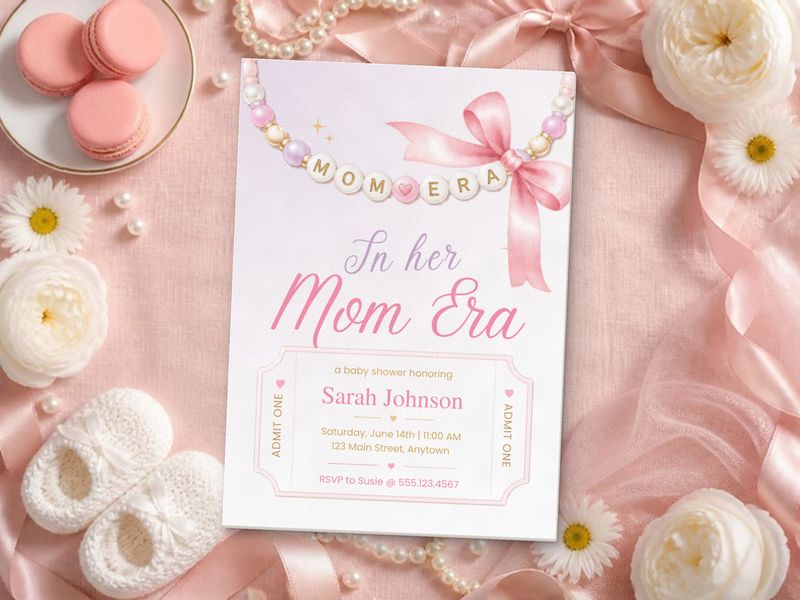 In Her Mom Era baby shower invitation