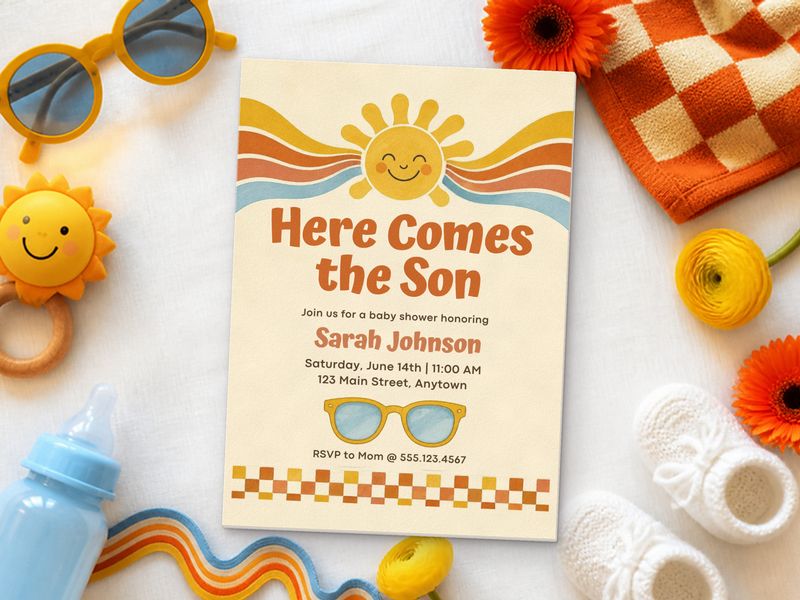 Here Comes the Son baby shower invitation