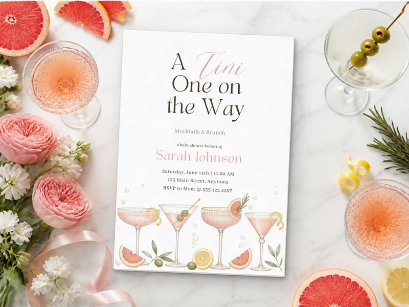 A Tini One on the Way baby shower invitation