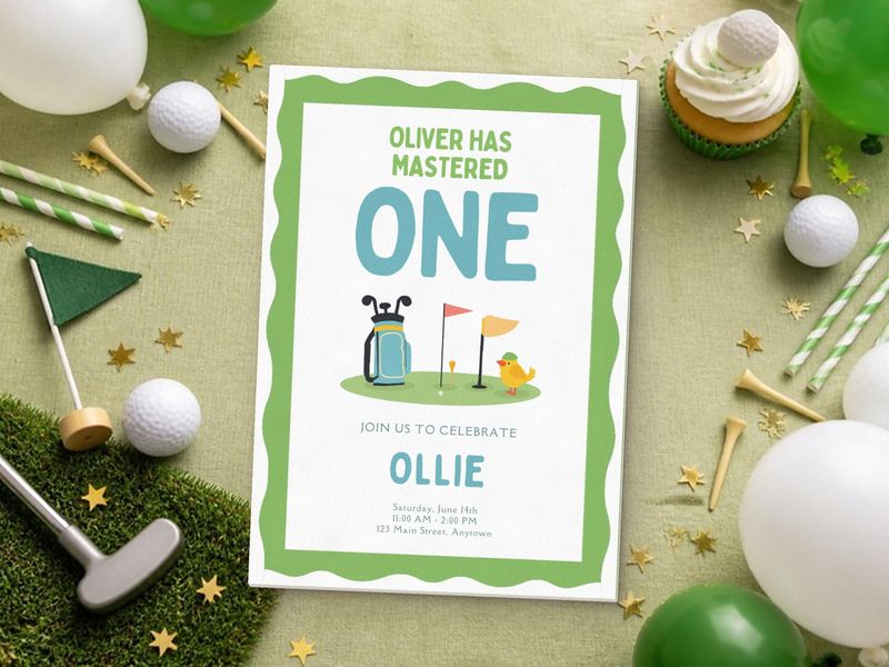 Mastered ONE golf 1st birthday invitation