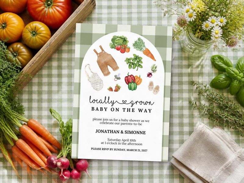 Locally Grown baby shower invitation