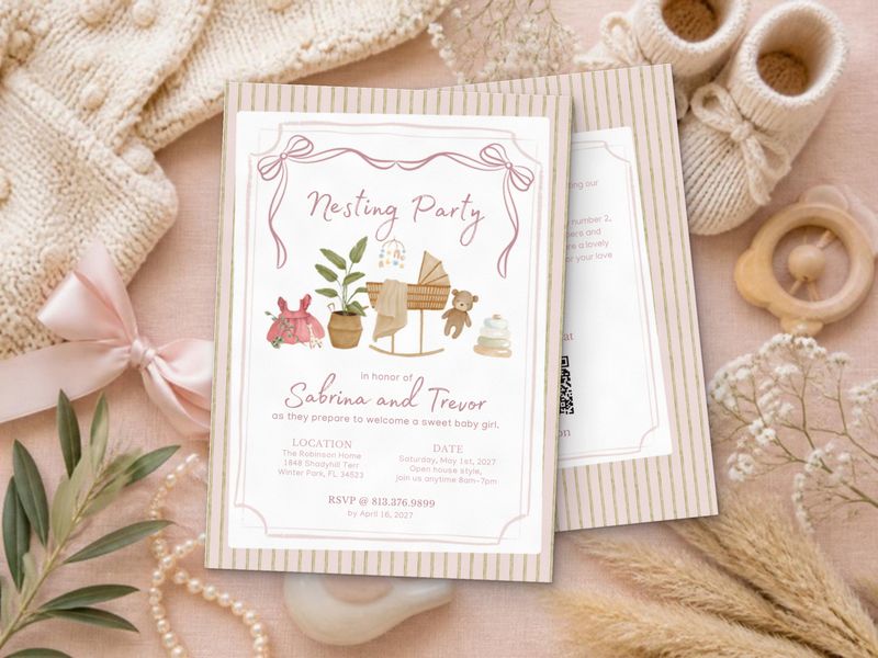 Nesting Party baby shower invitation